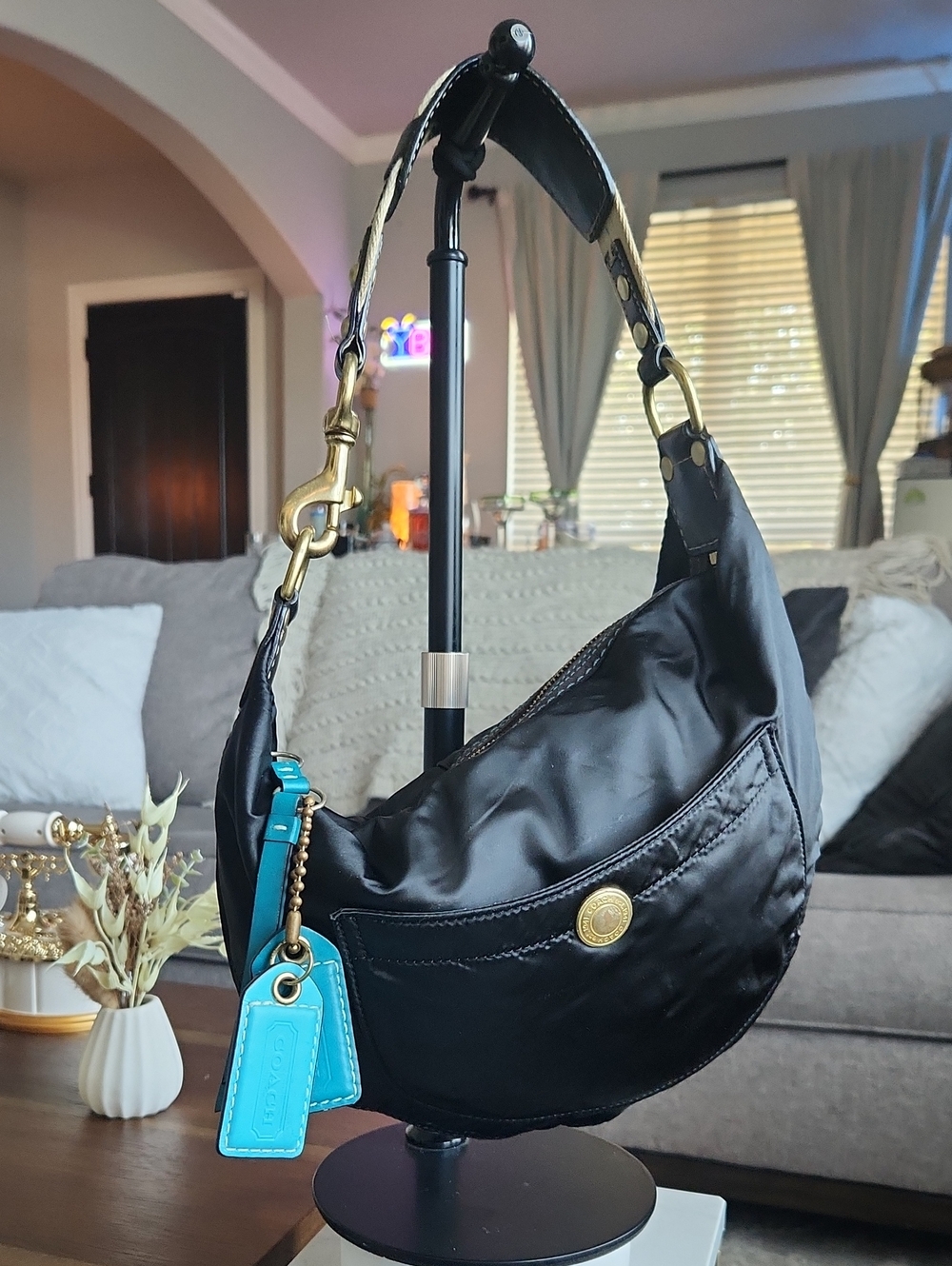 Coach Vintage Nylon Crescent Hobo Shoulder Bag